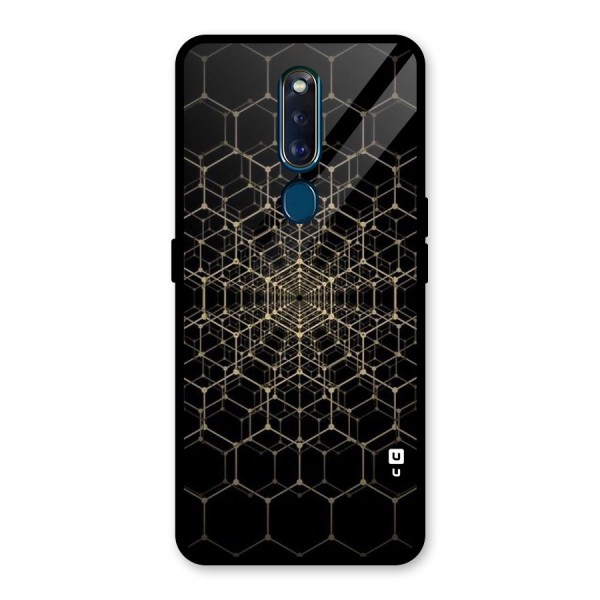 Gold Web Glass Back Case for Oppo F11 Pro