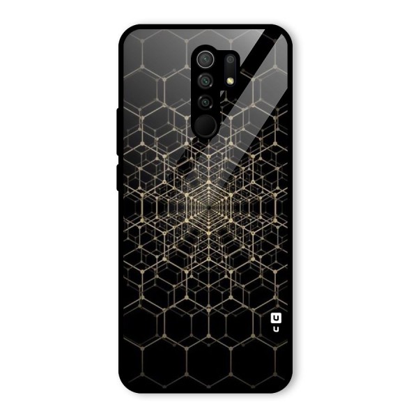 Gold Web Glass Back Case for Redmi 9 Prime