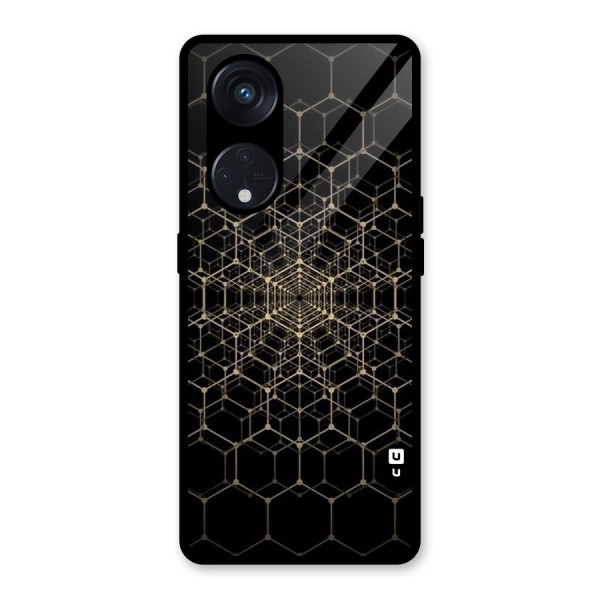 Gold Web Glass Back Case for Reno8 T 5G