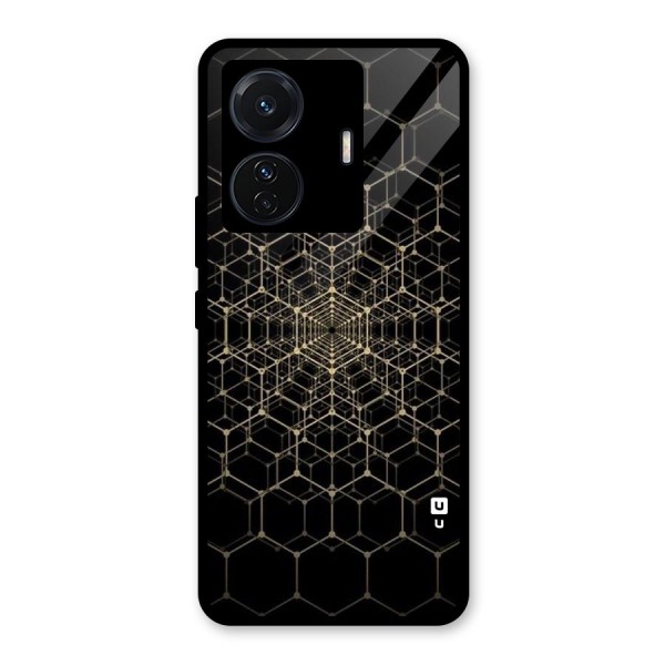 Gold Web Glass Back Case for Vivo T1 Pro