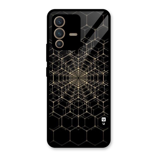 Gold Web Glass Back Case for Vivo V23 5G