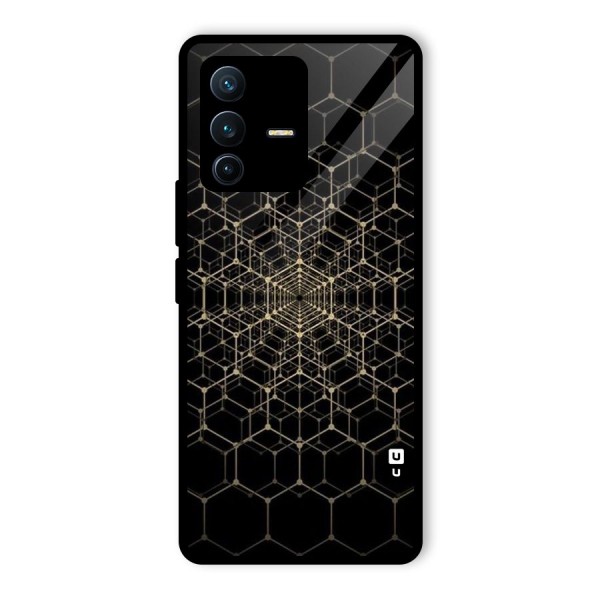 Gold Web Glass Back Case for Vivo V23 Pro