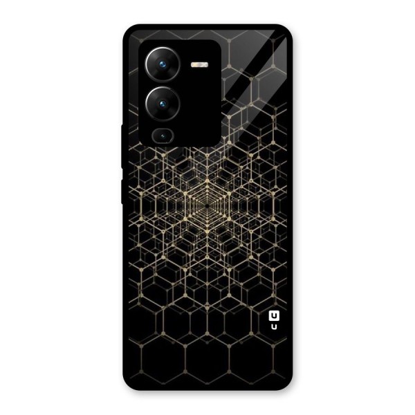 Gold Web Glass Back Case for Vivo V25 Pro