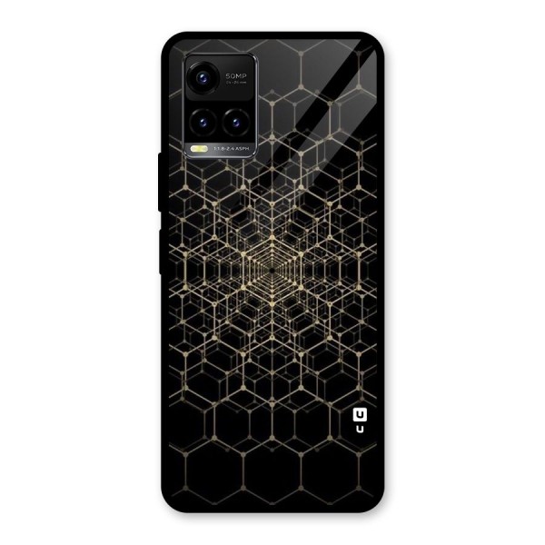 Gold Web Glass Back Case for Vivo Y21G