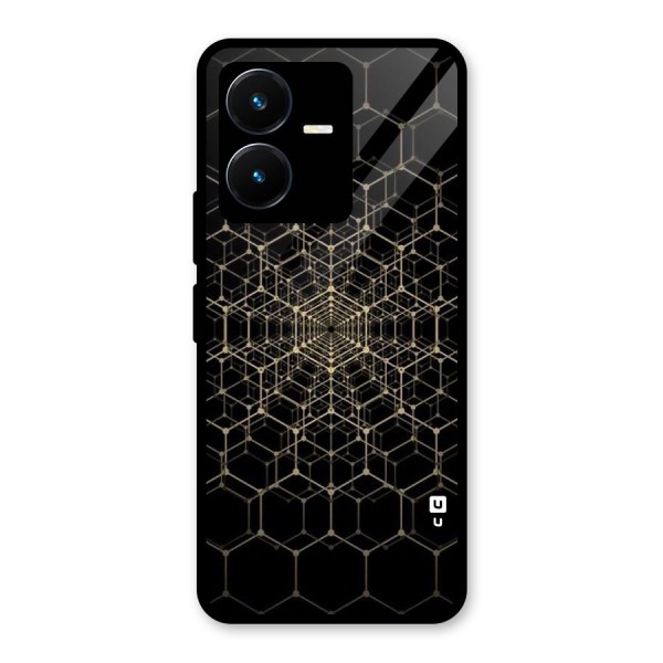 Gold Web Glass Back Case for Vivo Y22