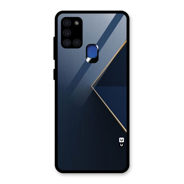 Golden Blue Triangle Glass Back Case for Galaxy A21s