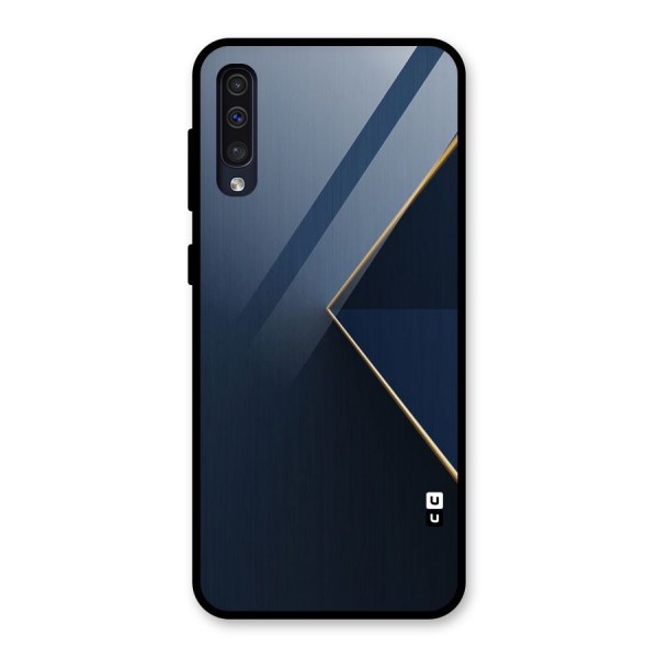 Golden Blue Triangle Glass Back Case for Galaxy A50