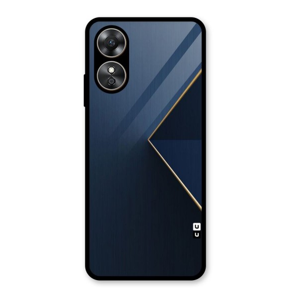 Golden Blue Triangle Glass Back Case for Oppo A17