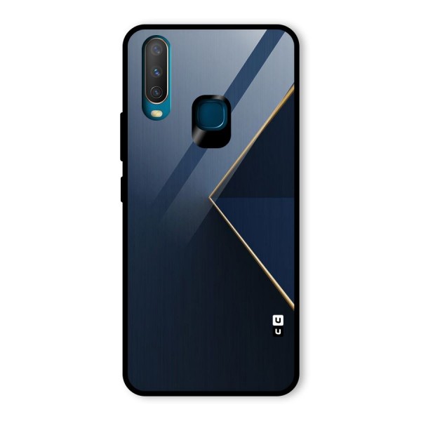 Golden Blue Triangle Glass Back Case for Vivo Y15