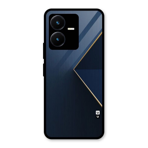 Golden Blue Triangle Glass Back Case for Vivo Y22