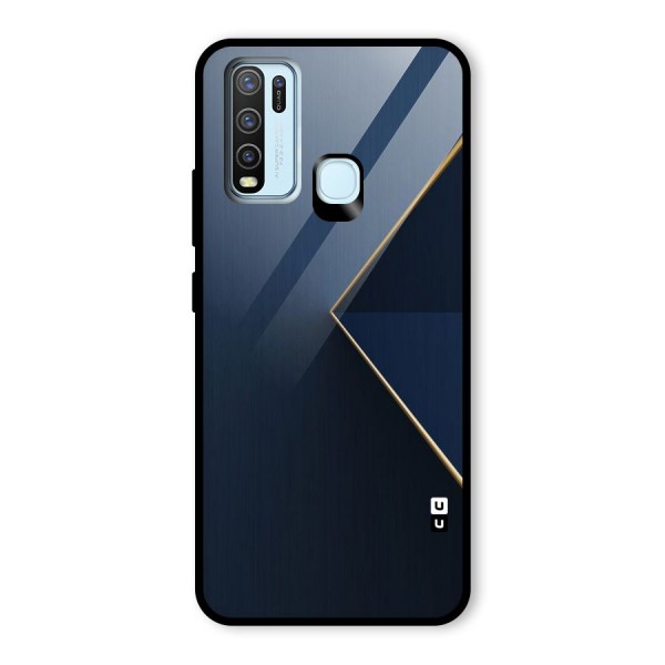 Golden Blue Triangle Glass Back Case for Vivo Y30