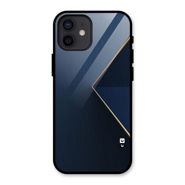 Golden Blue Triangle Glass Back Case for iPhone 12