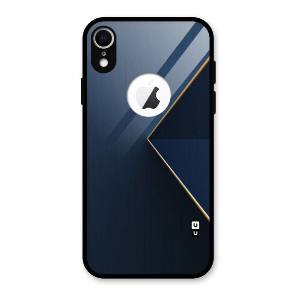 Golden Blue Triangle Glass Back Case for iPhone XR Logo Cut