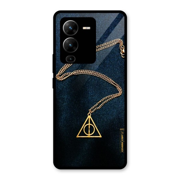 Golden Chain Glass Back Case for Vivo V25 Pro