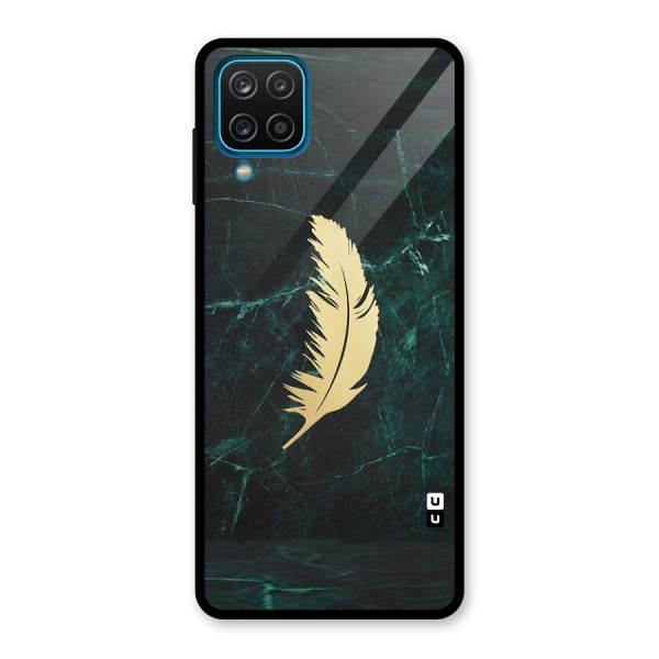 Golden Feather Glass Back Case for Galaxy A12