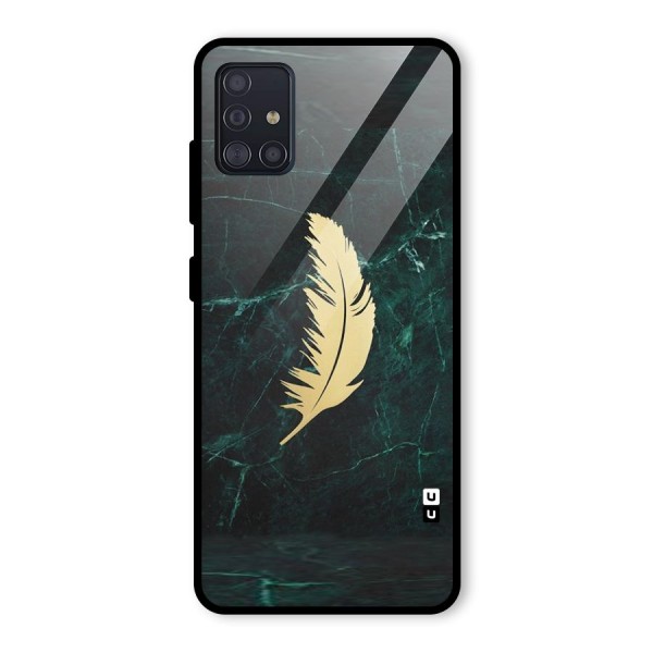 Golden Feather Glass Back Case for Galaxy A51