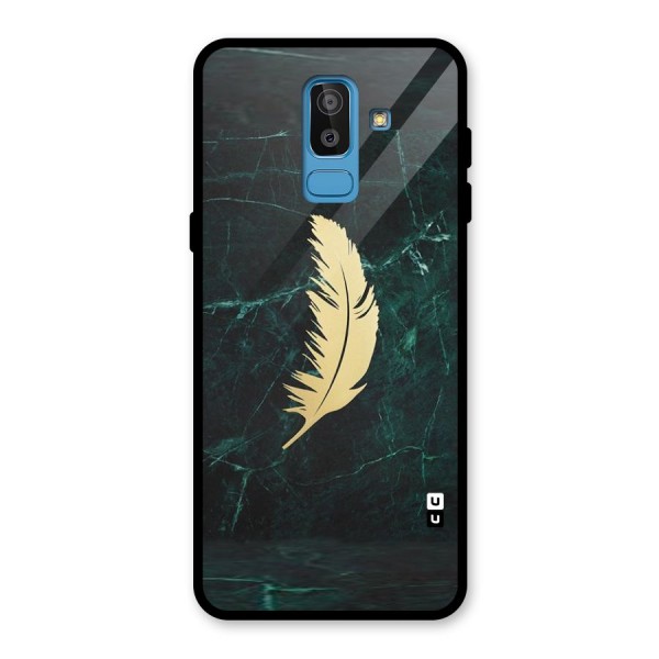 Golden Feather Glass Back Case for Galaxy J8