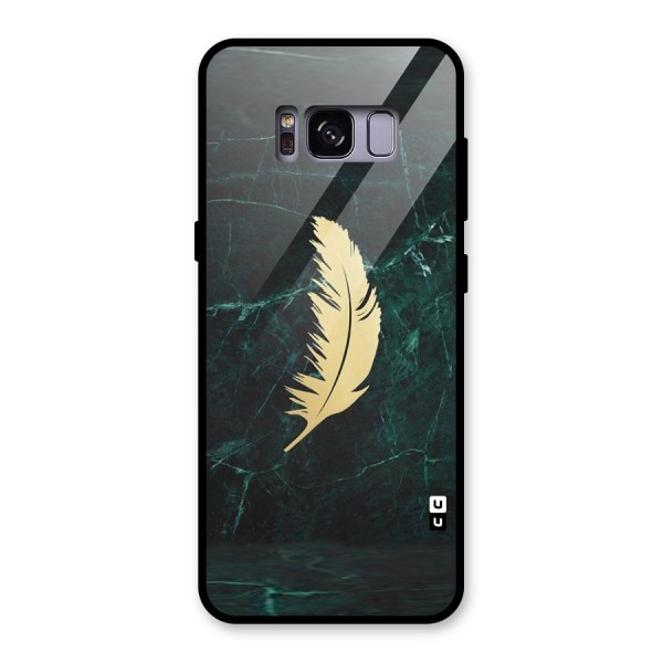 Golden Feather Glass Back Case for Galaxy S8