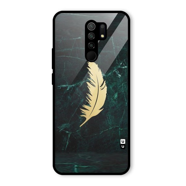 Golden Feather Glass Back Case for Redmi 9 Prime