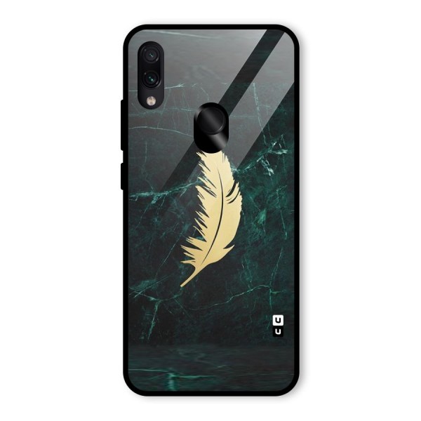 Golden Feather Glass Back Case for Redmi Note 7