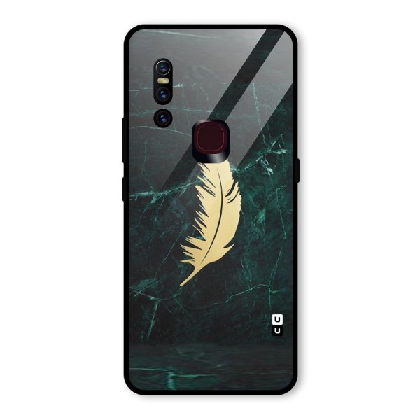 Golden Feather Glass Back Case for Vivo V15