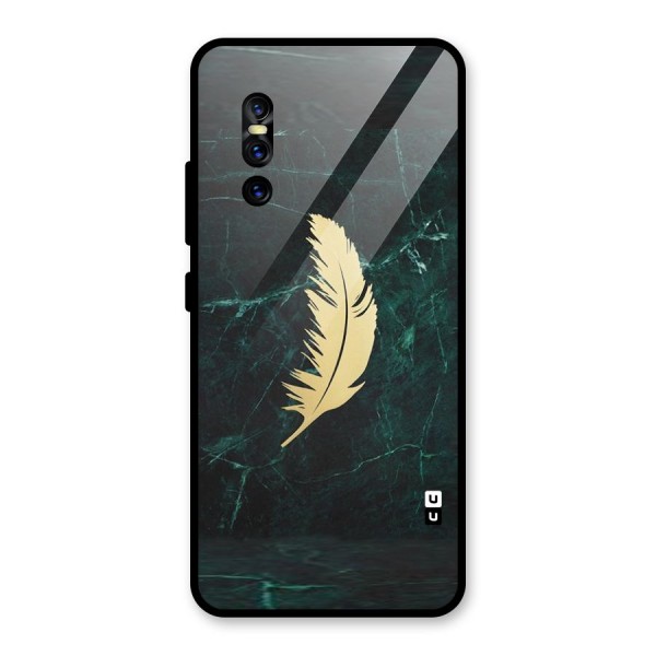 Golden Feather Glass Back Case for Vivo V15 Pro