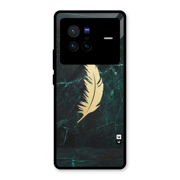 Golden Feather Glass Back Case for Vivo X80