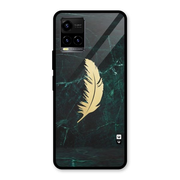 Golden Feather Glass Back Case for Vivo Y21 2021