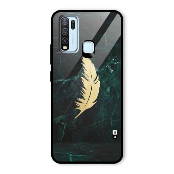 Golden Feather Glass Back Case for Vivo Y30