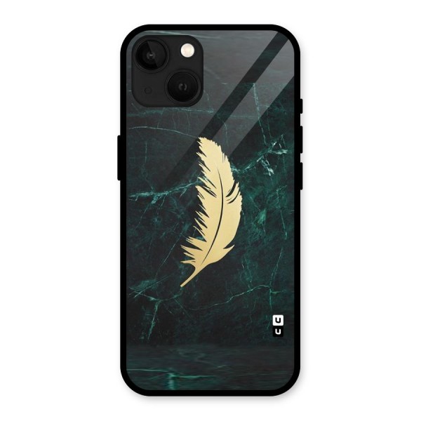 Golden Feather Glass Back Case for iPhone 13