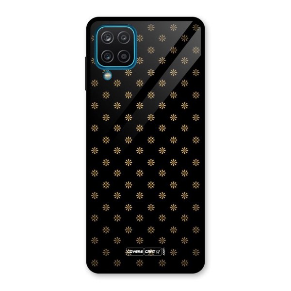 Golden Flowers Glass Back Case for Galaxy A12