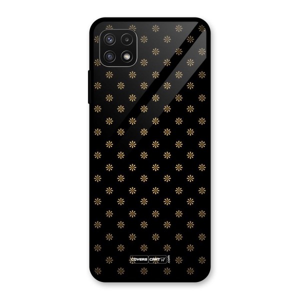 Golden Flowers Glass Back Case for Galaxy A22 5G