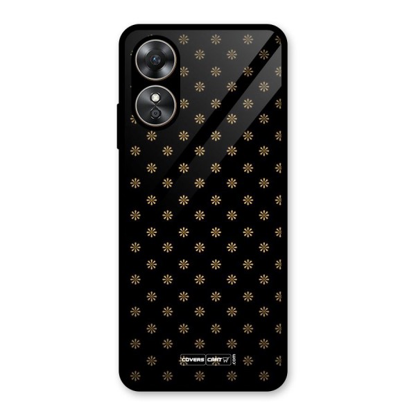 Golden Flowers Glass Back Case for Oppo A17