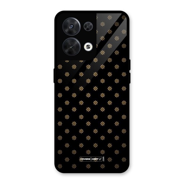 Golden Flowers Glass Back Case for Oppo Reno8 5G