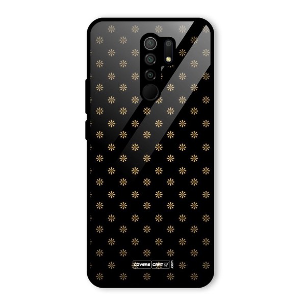 Golden Flowers Glass Back Case for Redmi 9 Prime