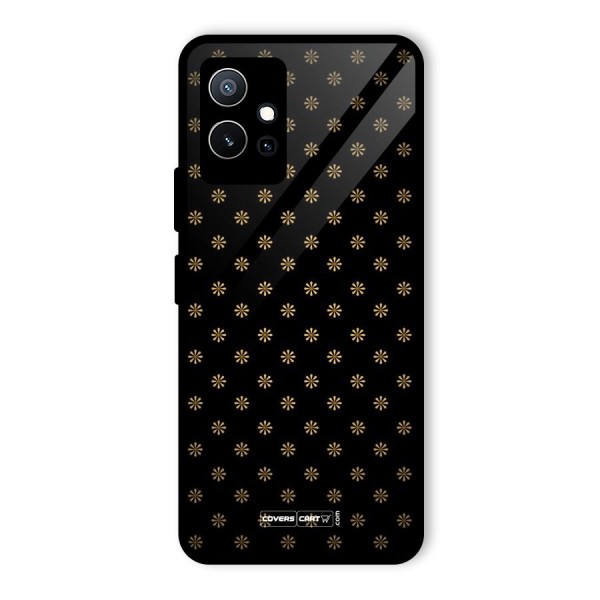 Golden Flowers Glass Back Case for Vivo T1 5G