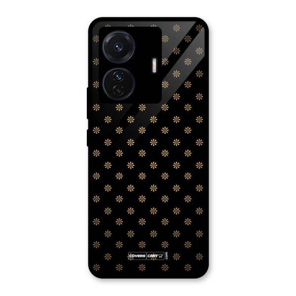 Golden Flowers Glass Back Case for Vivo T1 Pro