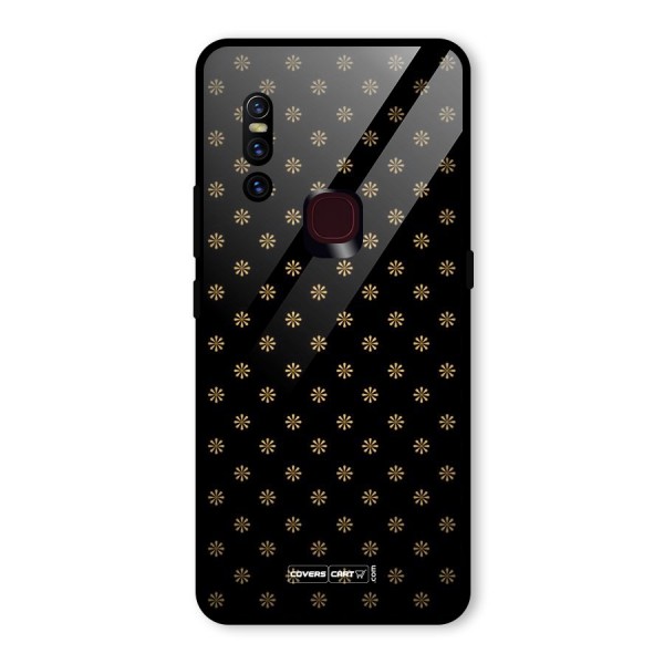 Golden Flowers Glass Back Case for Vivo V15