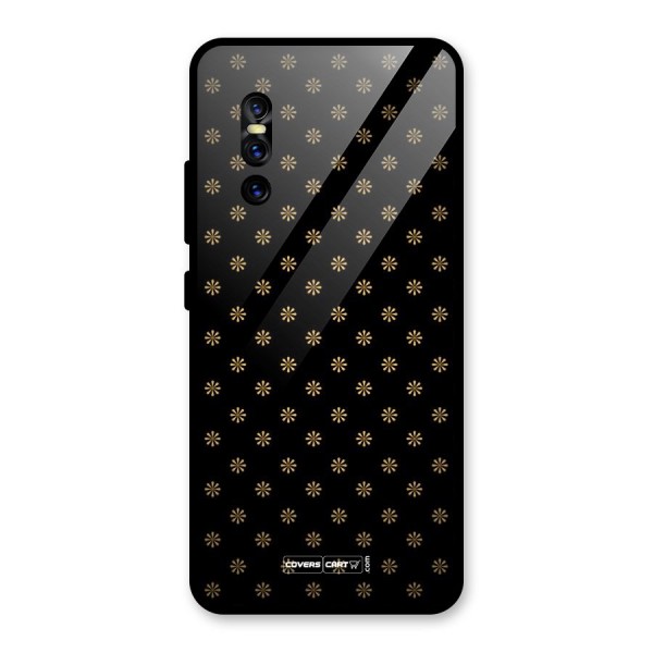 Golden Flowers Glass Back Case for Vivo V15 Pro