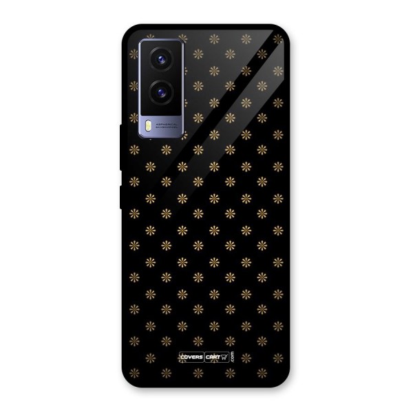 Golden Flowers Glass Back Case for Vivo V21e 5G