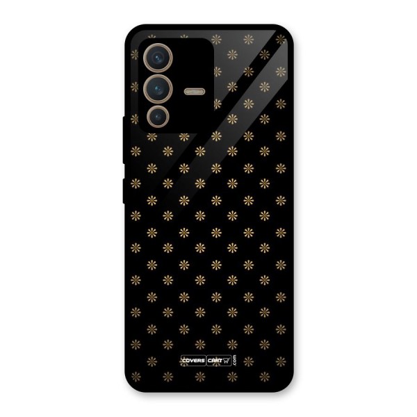 Golden Flowers Glass Back Case for Vivo V23 5G