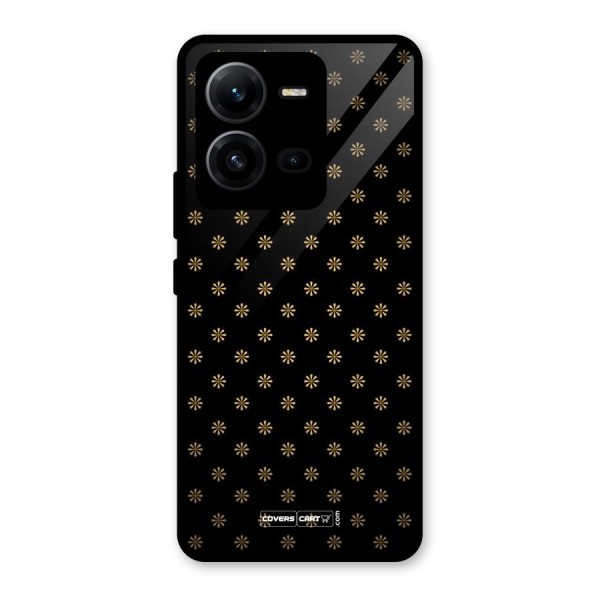 Golden Flowers Glass Back Case for Vivo V25