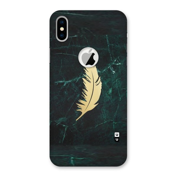 Golden Leaf Back Case for iPhone XS Logo Cut