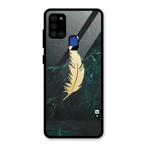 Golden Leaf Glass Back Case for Galaxy A21s