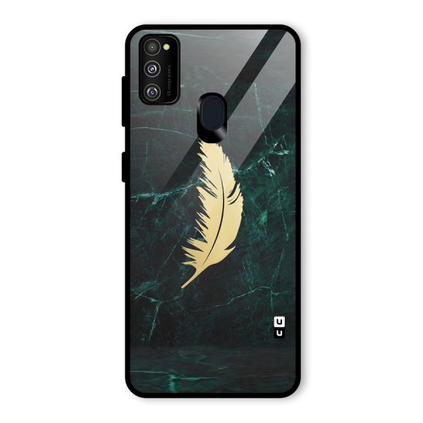 Golden Leaf Glass Back Case for Galaxy M21