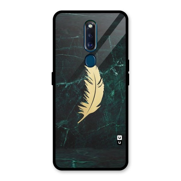 Golden Leaf Glass Back Case for Oppo F11 Pro