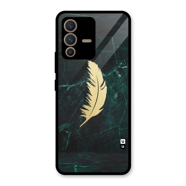 Golden Leaf Glass Back Case for Vivo V23 5G