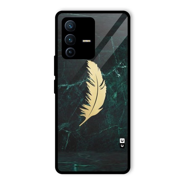 Golden Leaf Glass Back Case for Vivo V23 Pro