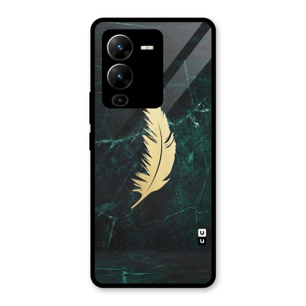 Golden Leaf Glass Back Case for Vivo V25 Pro