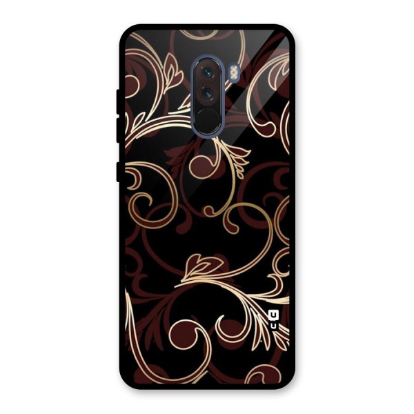 Golden Maroon Beauty Glass Back Case for Poco F1